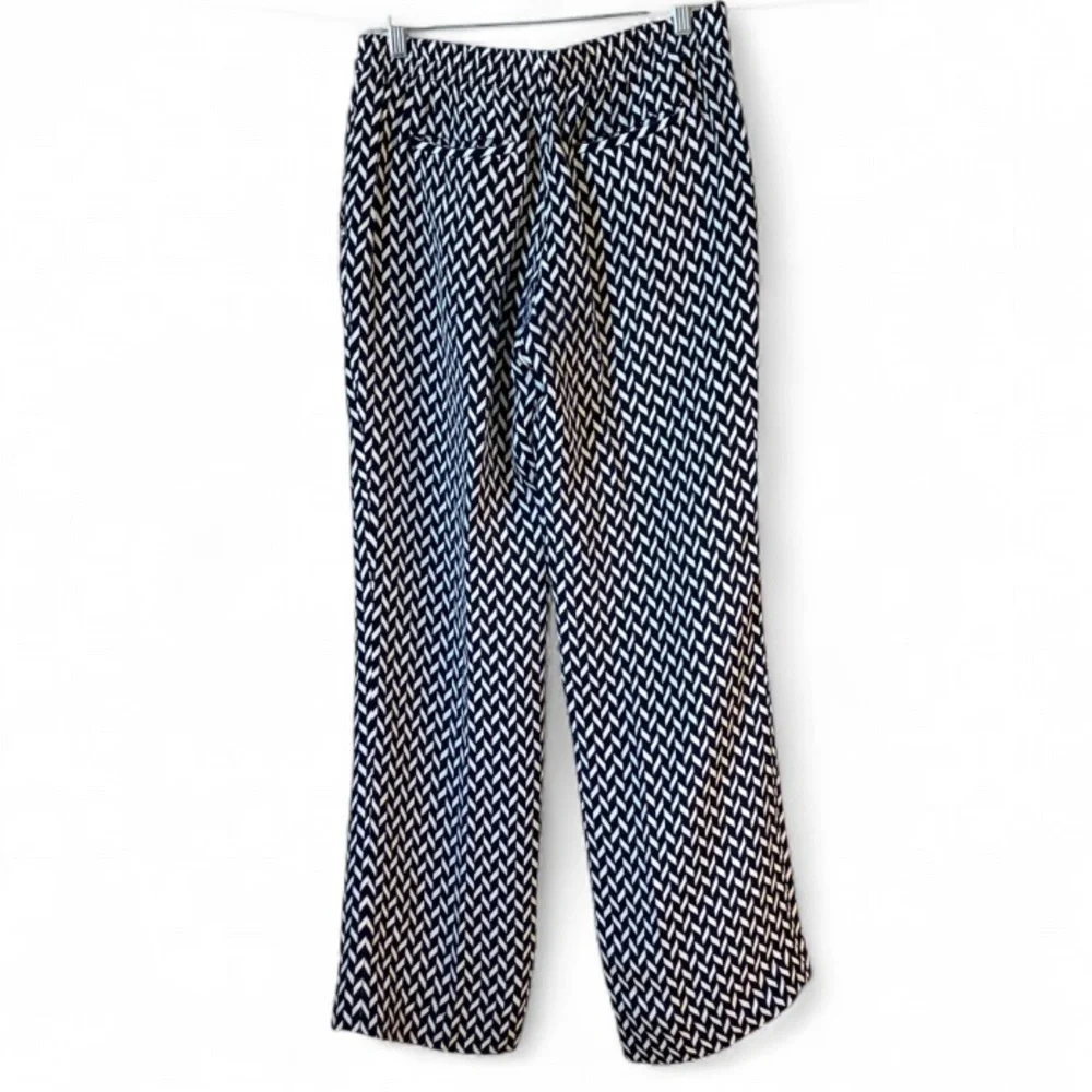 Theory Mitrana Blue & White Chevron Print Silk Trouser Pants size 6